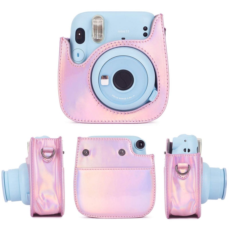 Phetium Instant mini 12 Camera Protective Case Compatible with Instax Mini 12 11,PU Leather Bag with Pocket and Adjustable Shoulder Strap (Magic Pink) - Image 2